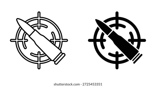 bullet Ziel-Symbol. Linie mit editierbarem Strich und flach für Web-Ziel-Shooting-Symbol in Schwarz-Weiß