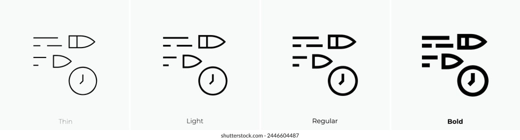 bullet time icon. Thin, Light Regular And Bold style design isolated on white background