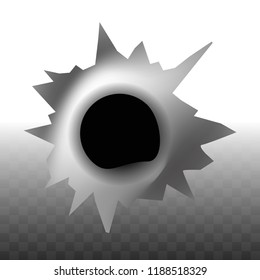 Bullet trace hole in wall shape transparent vector