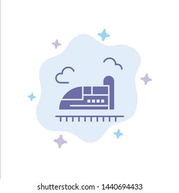 Bullet, Train, High, Speed Blue Icon on Abstract Cloud Background