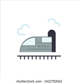 Bullet, Train, High, Speed  Flat Color Icon. Vector icon banner Template