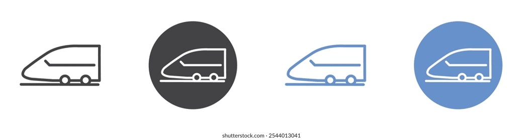 Bullet train icon Flat set in black and white color