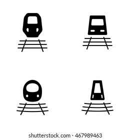 Bullet train or train icon in four variations. Vector illustration. 