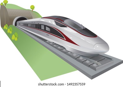 Bullet Train Illustration - Vector