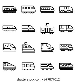 Bullet Train Line Vector Icons Set