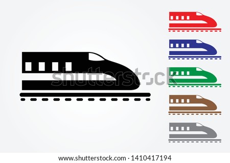 Bullet train logos on rail using one color on white background vector illustration to mean fast delivery system