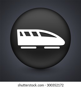 Bullet Train on Black Round Button