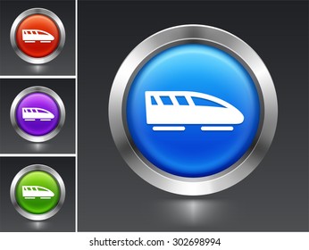 Bullet Train on Blue Round Button