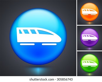 Bullet Train on Blue Round Button