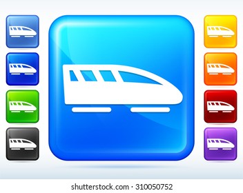 Bullet Train on Blue Square Button