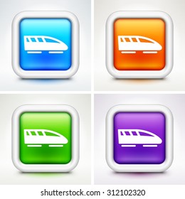 Bullet Train on Colorful Square Buttons