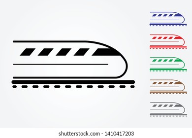Bullet train on rail lines using many colors on white background vector illustration to mean fast delivery system