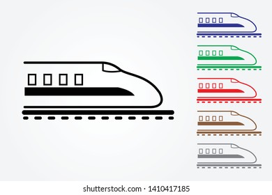 Bullet train on rail using many colors on white background vector illustration to mean fast delivery system