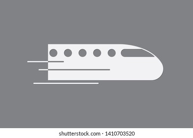 Bullet train running fast icon using white color on dark background vector illustration to mean fast delivery system