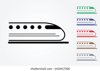 Bullet train running on rail track on white background vector illustration to mean fast delivery system
