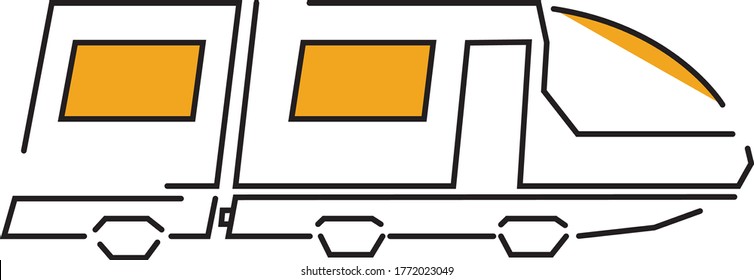 Bullet train with simple lines and yellow accents