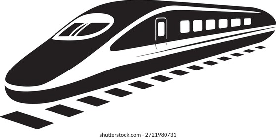 Bullet train speeding along railroad tracks in motion quickly