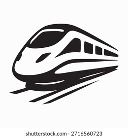 Ilustración vectorial Bullet Train – Icono minimalista de transporte de alta velocidad en blanco y negro con líneas de movimiento