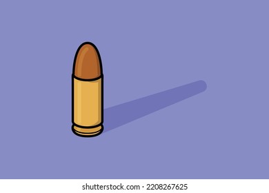 Bullet Vector Icon Illustration. Holiday Object, Dangerous, Cannonball, Cartridge, Dumdum, Gunshot, Explosive, Projectile, Shoot, Round, Sign And Symbol, Bullet Cap.