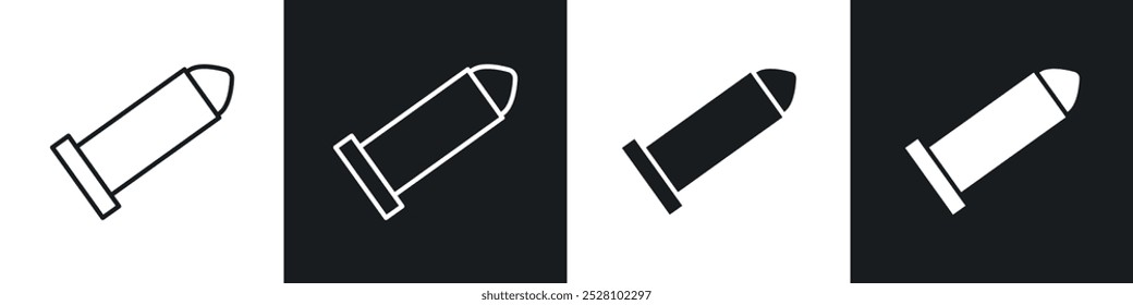 Conjunto de iconos de Vector de bala en blanco y negro