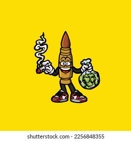 viñeta vectorial de tabaquismo articulación de retención de maleza nug caricatura