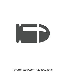 Bullet Weapon Icon Isolated on Black and White Vector Graphic