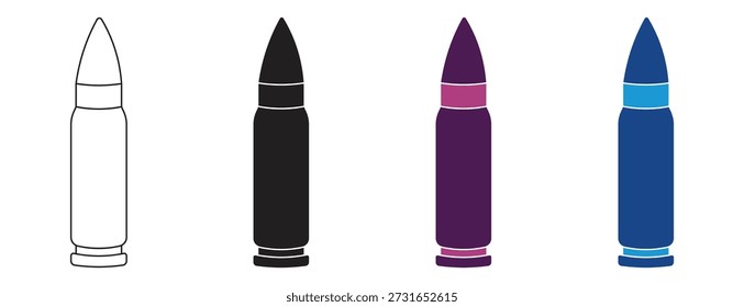 Conjunto de ícones de arma com marcador. Ícones de bala de arma. Ilustração vetorial.