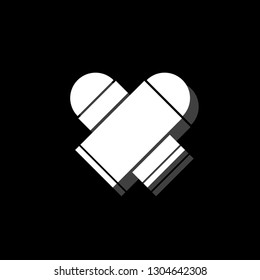 Bullet. White flat simple icon with shadow