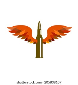 bullet with wings abstract vector illustration