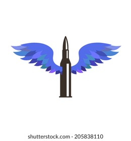bullet with wings abstract vector illustration