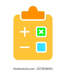 Bulleted list with confirmation line icon. Elections, ballots, votes, petition signature, list. Vector color icon on white background for business and advertising.