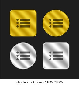 Bulleted list gold and silver metallic coin logo icon design