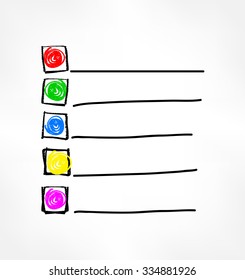 Bulleted list is hand-written. Vector illustration. 10 eps. blank business strategy concept infographic diagram bullet point list illustration 