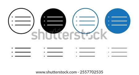 Bulleted list icon Flat art in black and white isolated