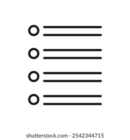 Bulleted list icon outline collection or set in black and white