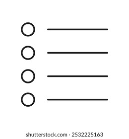 Icono de lista con viñetas. Icono de línea delgada simple.