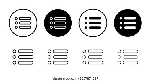 Bulleted list icon Thin line vector illustration set