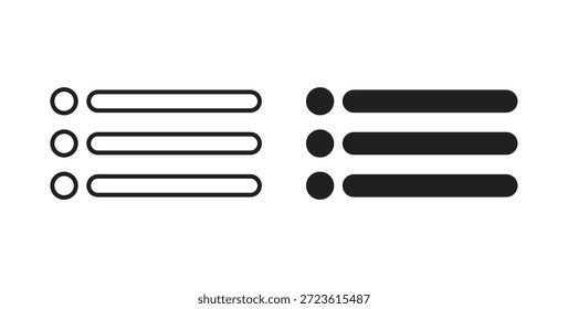 Bulleted list icons set isolated on white background flat vector illustration.