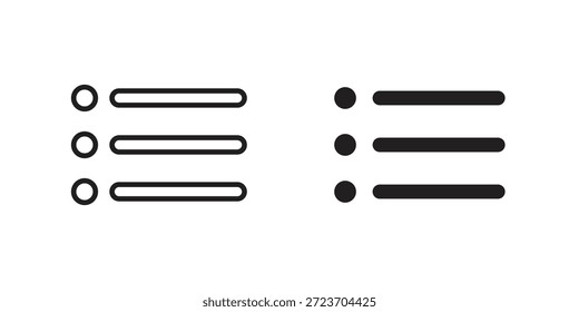 Bulleted list icons vector collection for web designs. flat icons