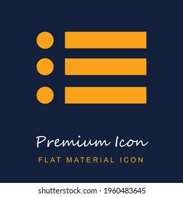 Lista con viñetas material premium ui ux icono vector aislado en colores azul marino y naranja