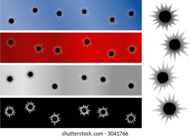 bulletholes on different backgrounds and alone