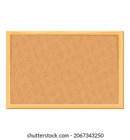  Bulletin Board, cork desk in wooden frame, empty in cartoon style isolated on white background. Grain texture, wall schedule. . Vector illustration
