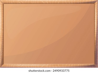 Bulletin Board, cork desk in wooden frame, empty in cartoon style isolated on white background. Grain texture, wall schedule. illustration