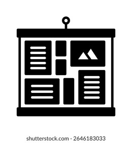 Bulletin Board dual tone mini illustration glyph icon, use for journalist, broadcasting, news and media UI, UX kit, app and web development, digital or print.