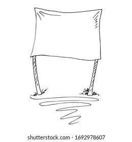 Bulletin board. Line drawing. Vector illustration.