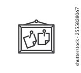 Bulletin Board line icon. linear style sign for mobile concept and web design. Board with pinned notes outline vector icon. Symbol, logo illustration. Vector graphics