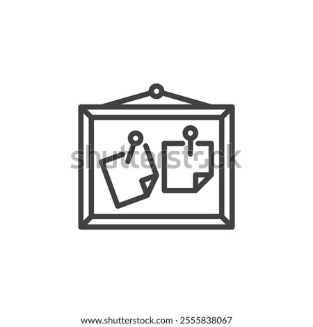 Bulletin Board line icon. linear style sign for mobile concept and web design. Board with pinned notes outline vector icon. Symbol, logo illustration. Vector graphics