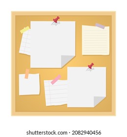 Bulletin Board And Memo Note Paper Cartoon Vector Isolated Object