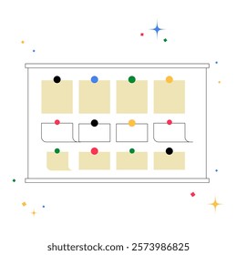 Bulletin Board With Notes And Pushpins In Flat Vector Illustration Symbolizing Job Postings, Information Sharing, And Career Opportunities, Isolated On White Background