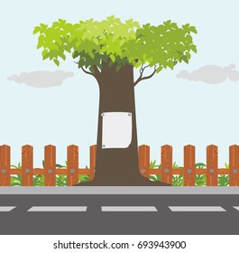 bulletin board on the tree